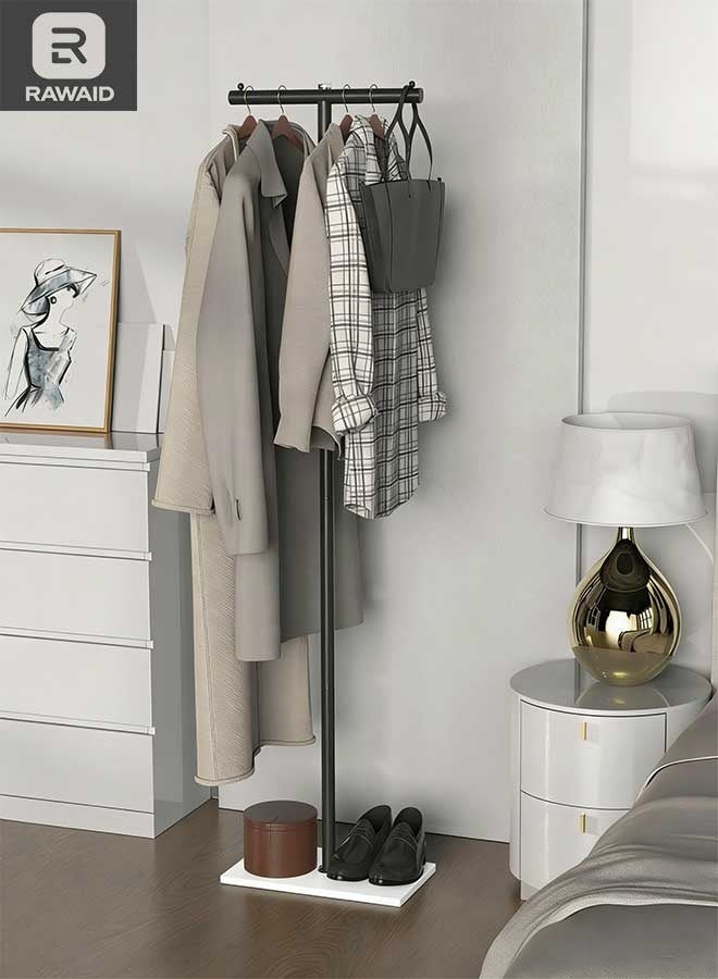 رَوَائِد حامل معاطف قائم بذاته على شكل حرف T، حامل ملابس عصري بقاعدة من لوح حجري، شجرة معاطف معدنية ثقيلة التحمّل مناسبة للبوتيكات والممرات ومداخل المنازل، بارتفاع 66.9 بوصة. - Image 2